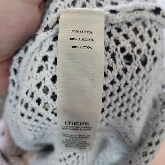 Chico's Size 0 US S Animal Print Slub Knit Hi-Low Long Sleeve Sheer Tunic Top - Picture 8 of 9